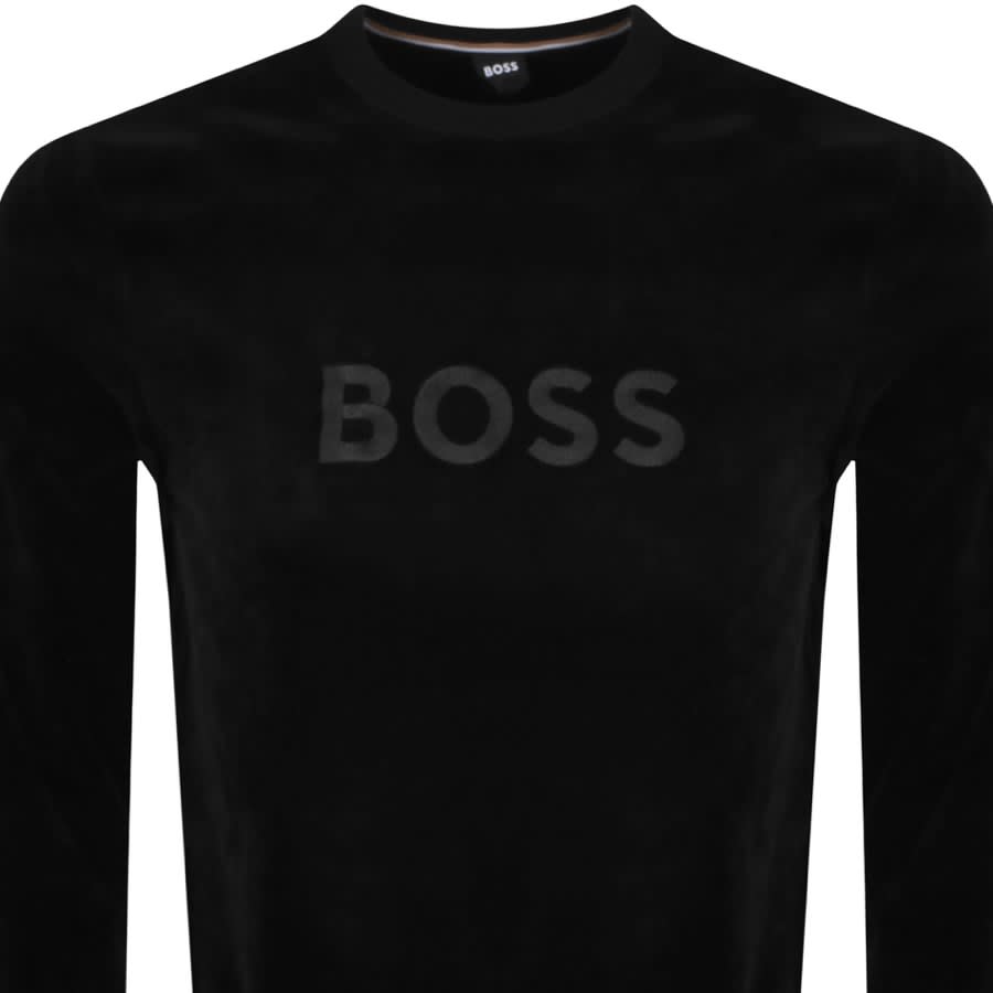 BOSS Velour Sweatshirt Black Mainline Menswear